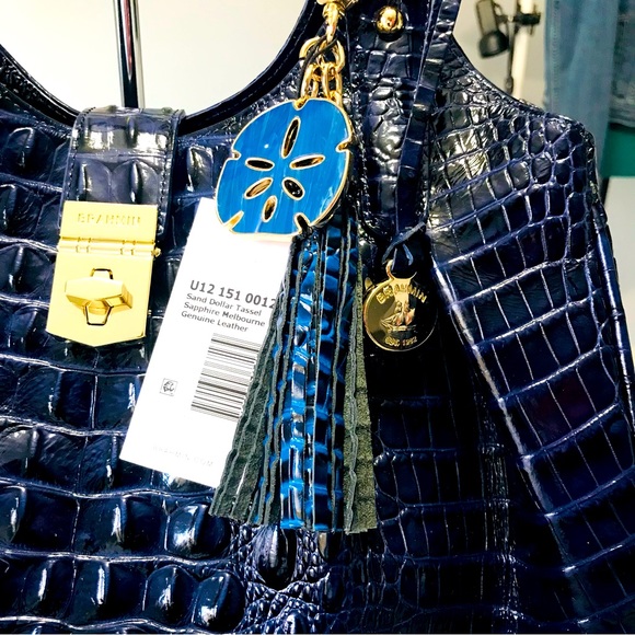 BRAHMIN SET - Elisa Ink Hobo + Checkbook Wallet + Sand Dollar Tassel - Picture 5 of 16